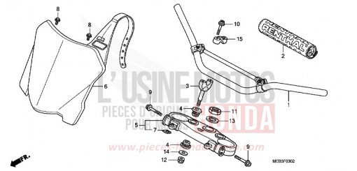 TUBO MANUBRIO/PONTE SUPERIORE (CRF450R8) CRF450R8 di 2008